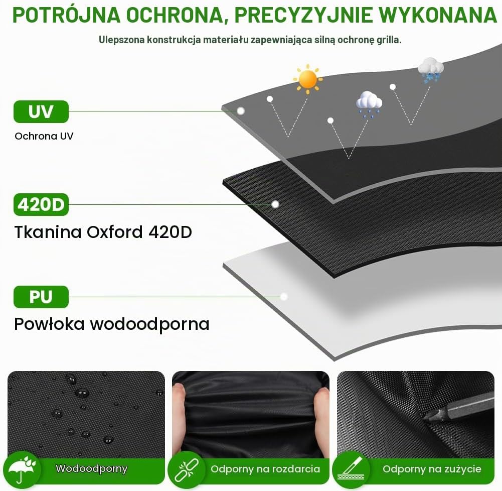 Detalle de AUAUY pokrowiec na grill 90 × 70 × 110 cm, wodoodporny Oxford 420D