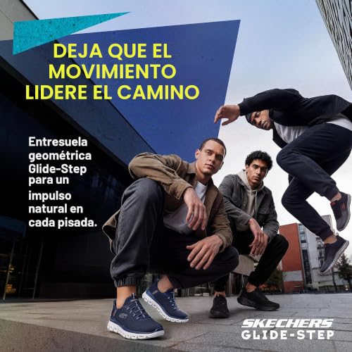 Detalle 2 de Skechers Glide-Step Noxus, zapatillas sin cordones para hombre, azul marino