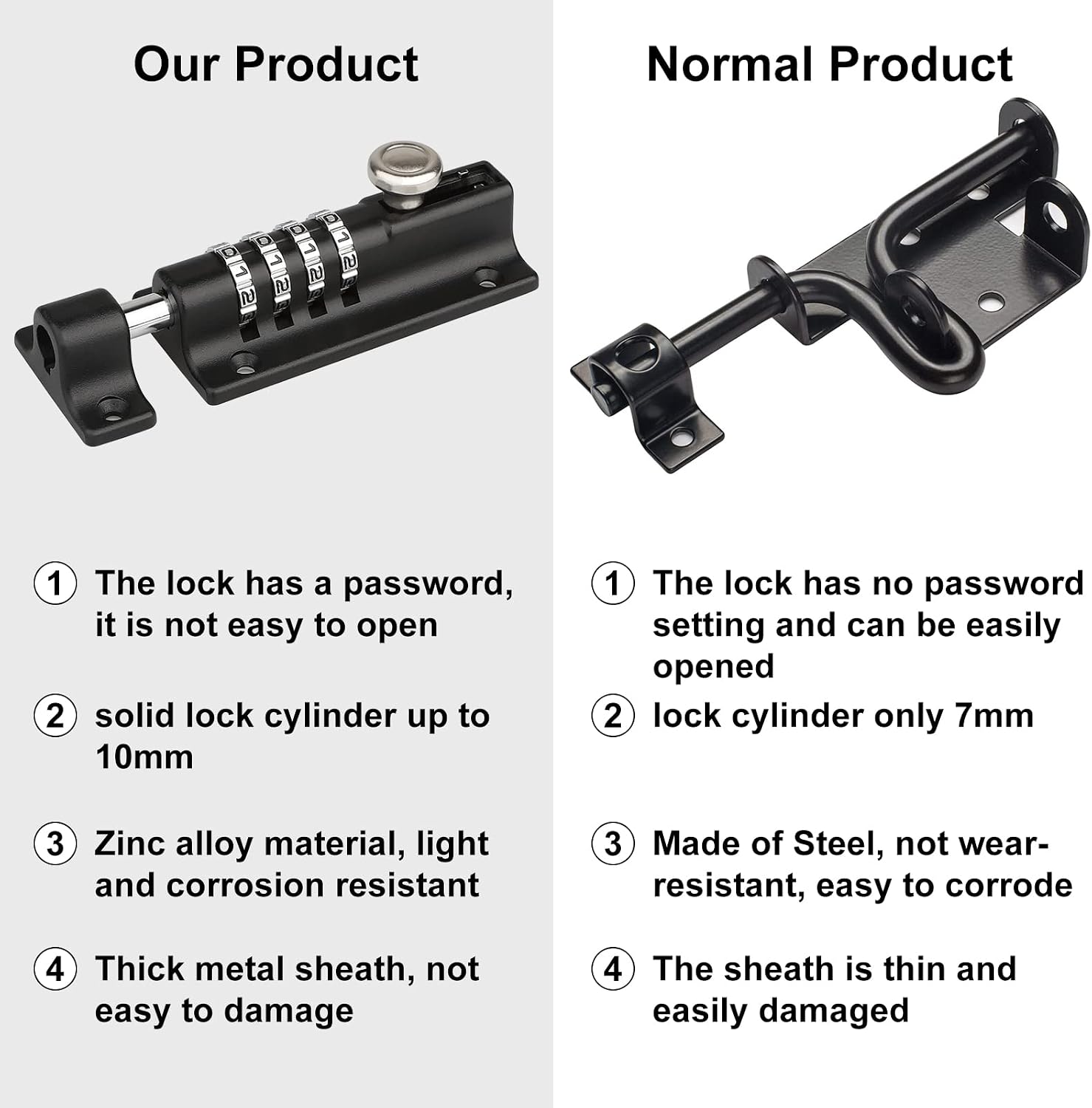 Detalle de Spopal 120mm combi bolt lock, 4 digit