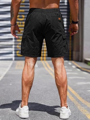 Detalle de Elegancity Herren Cargo Shorts Schwarz – bequeme Freizeithose mit Regular Fit