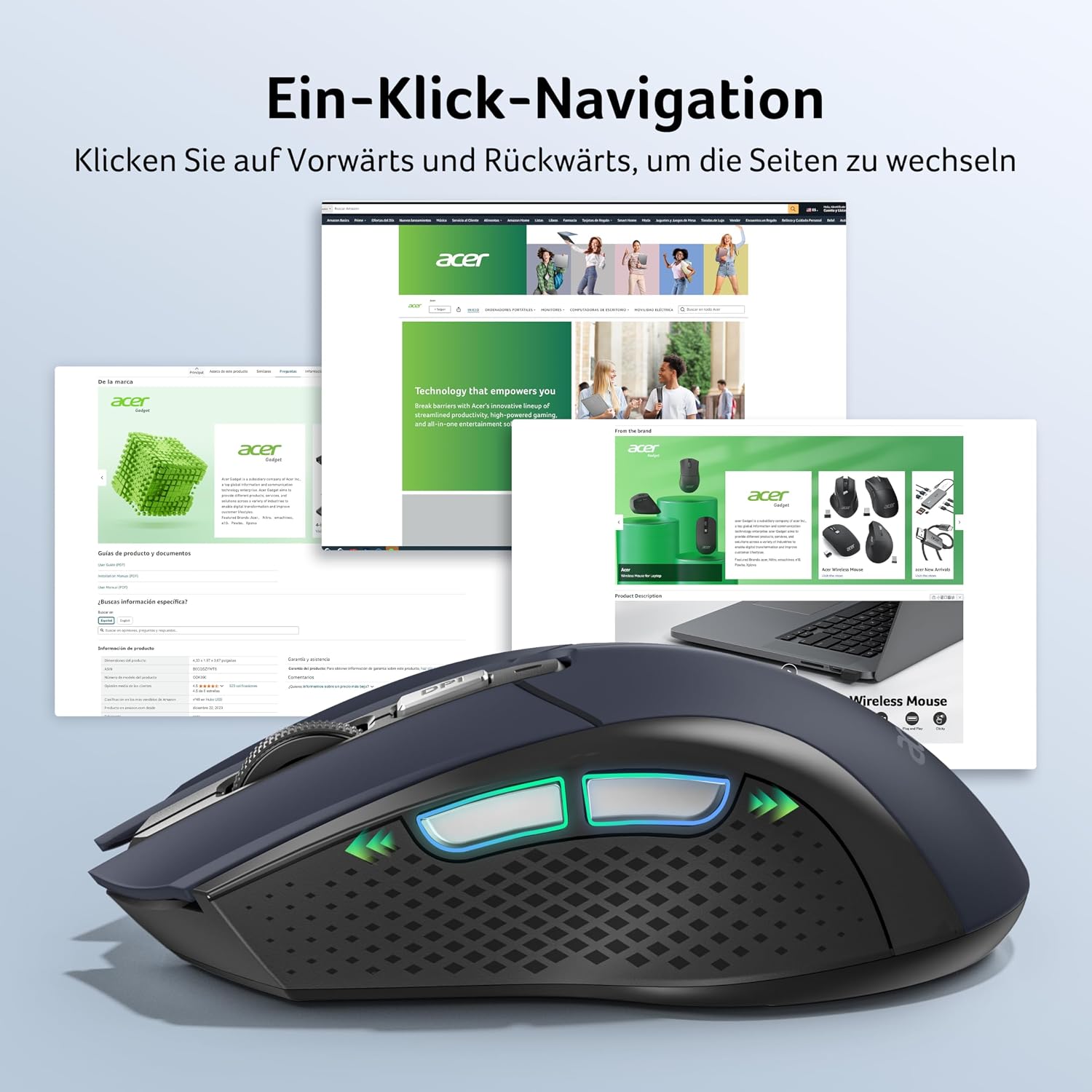 Thumbnail 6 de Acer Kabellose Maus mit 4000 DPI – zuverlässige 2,4-GHz-Performance