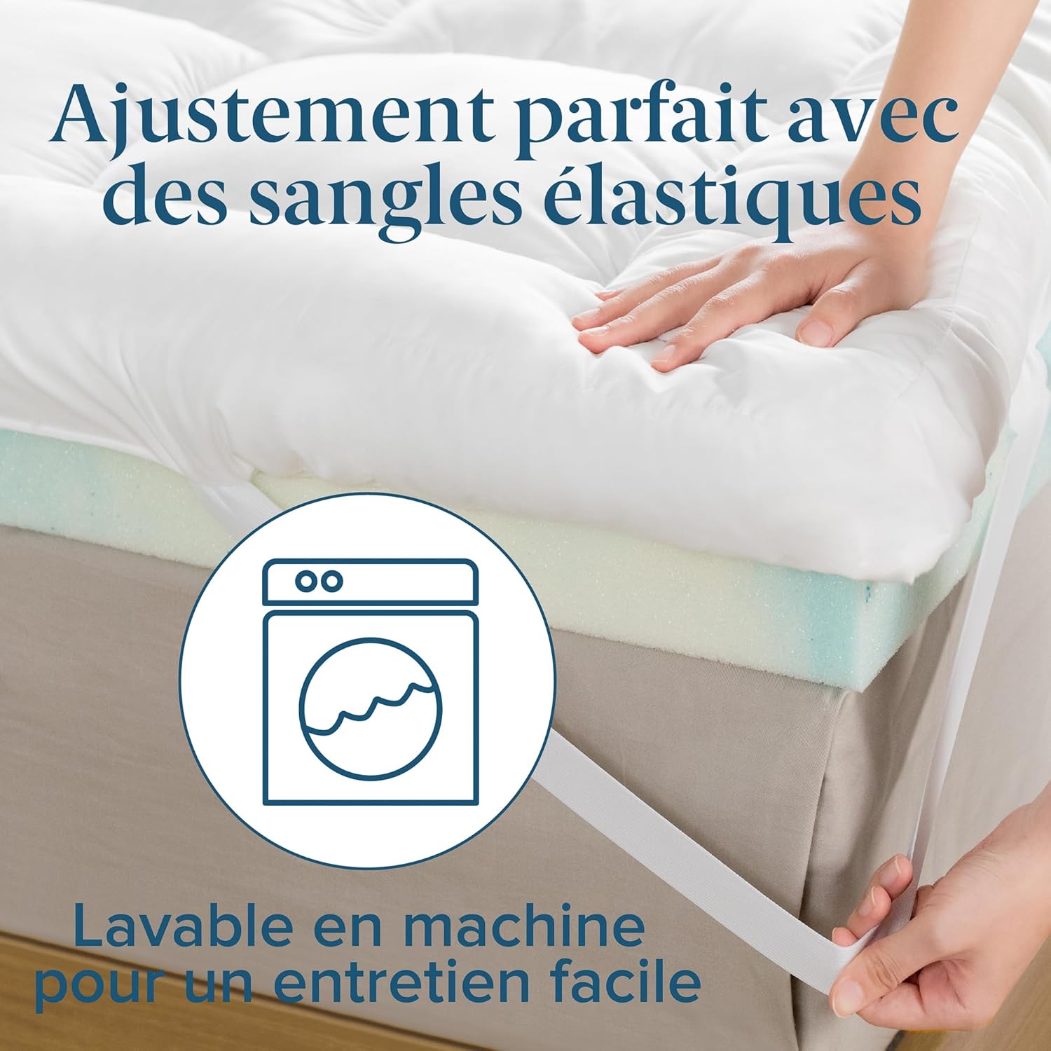 Detalle de Zinus Surmatelas 90x190 cm — mousse à flux d’air, 10 cm d’épaisseur, confort ergonomique