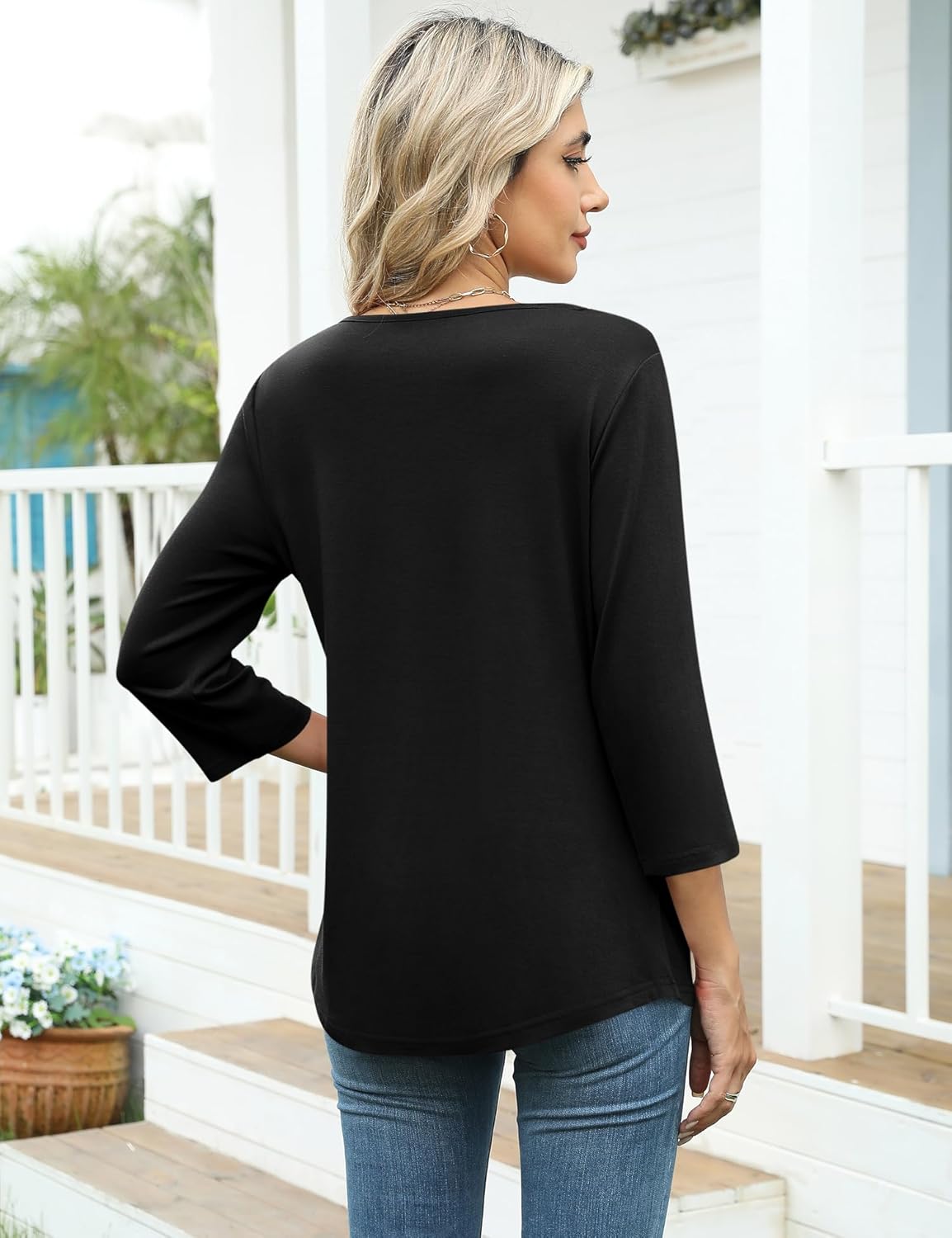 Thumbnail 2 de Kistore Bluse Damen mit 3/4-Ärmeln und asymmetrischem Ausschnitt – luftig & alltagstauglich