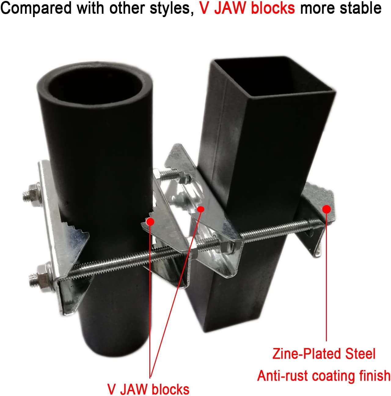 Thumbnail 2 de Wdwlbsm 2 Pack Double Antenna Mast Clamp V Jaw Block Kit with 5.5" Bolts & 3 Setup Options