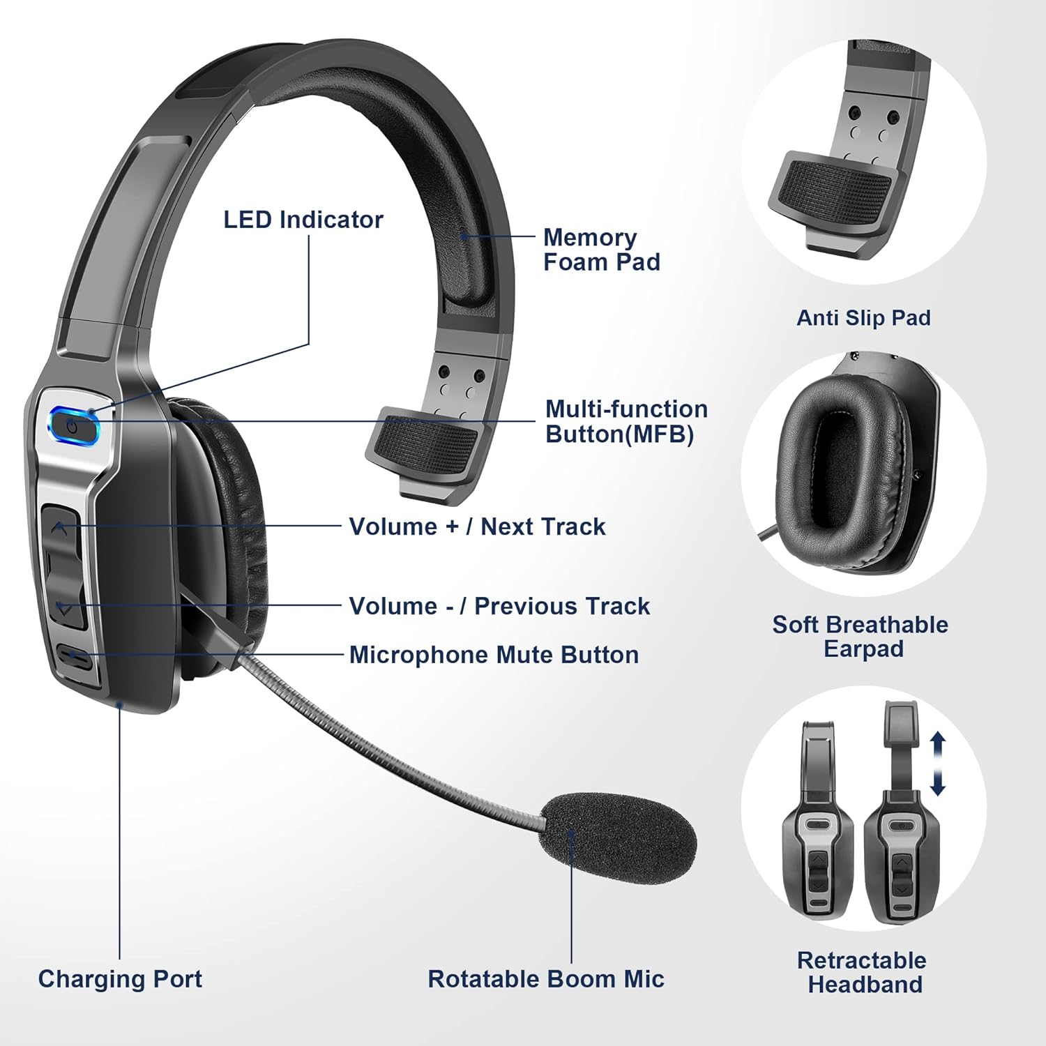 Thumbnail 5 de Sarevile Trucker V5.2 Wireless Headset 35h