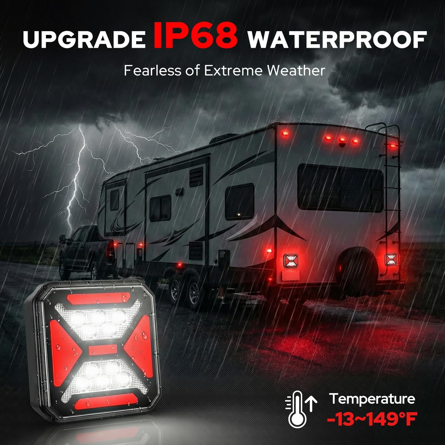 Detalle 2 de 2026 Upgraded 8-IN-1 Wireless Trailer Lights (Magnetic) – Adjustable LED Tow Lights, IP68, up to 165 ft signal