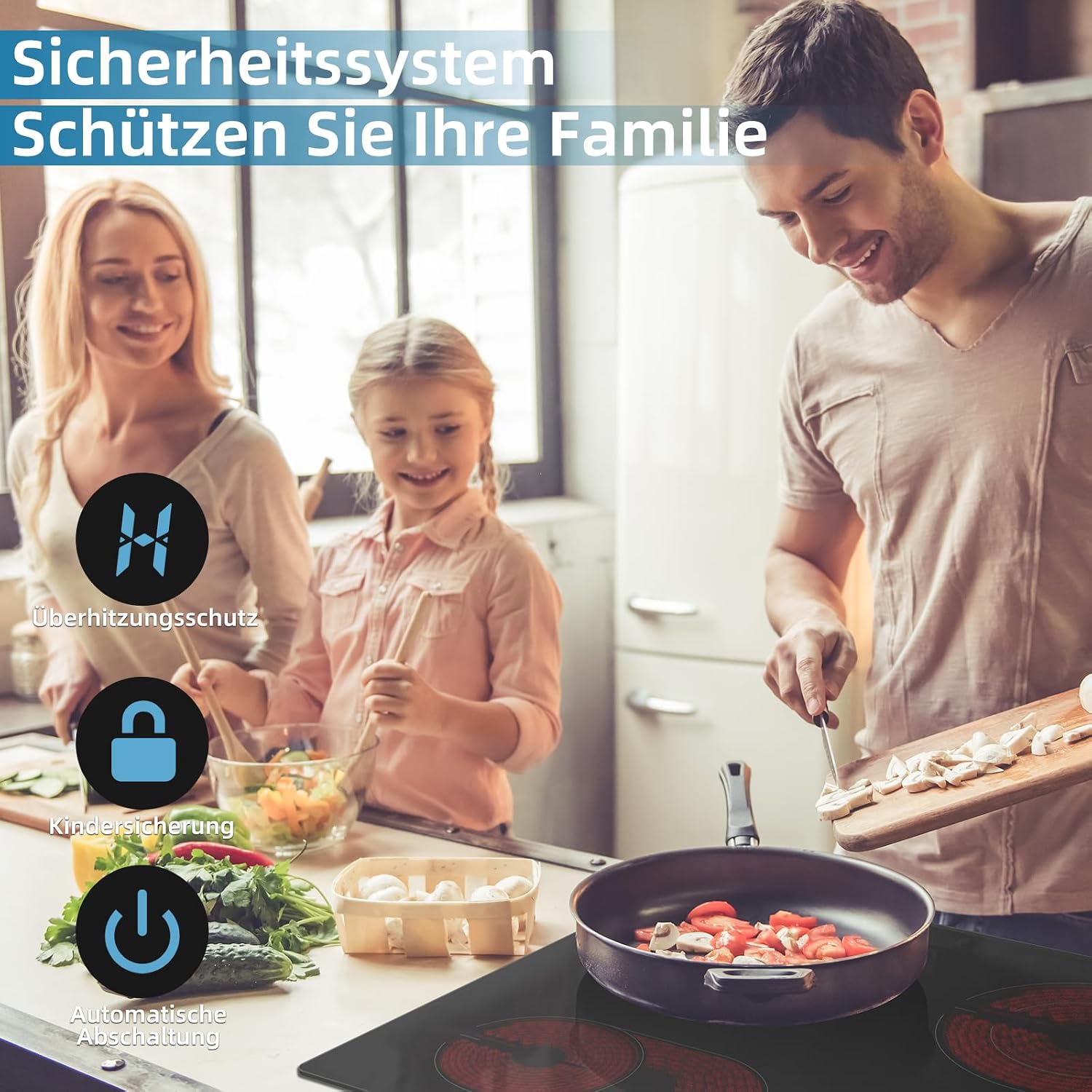 Detalle 2 de WEHIMO Glaskeramikkochfeld 7200W 4 Zonen