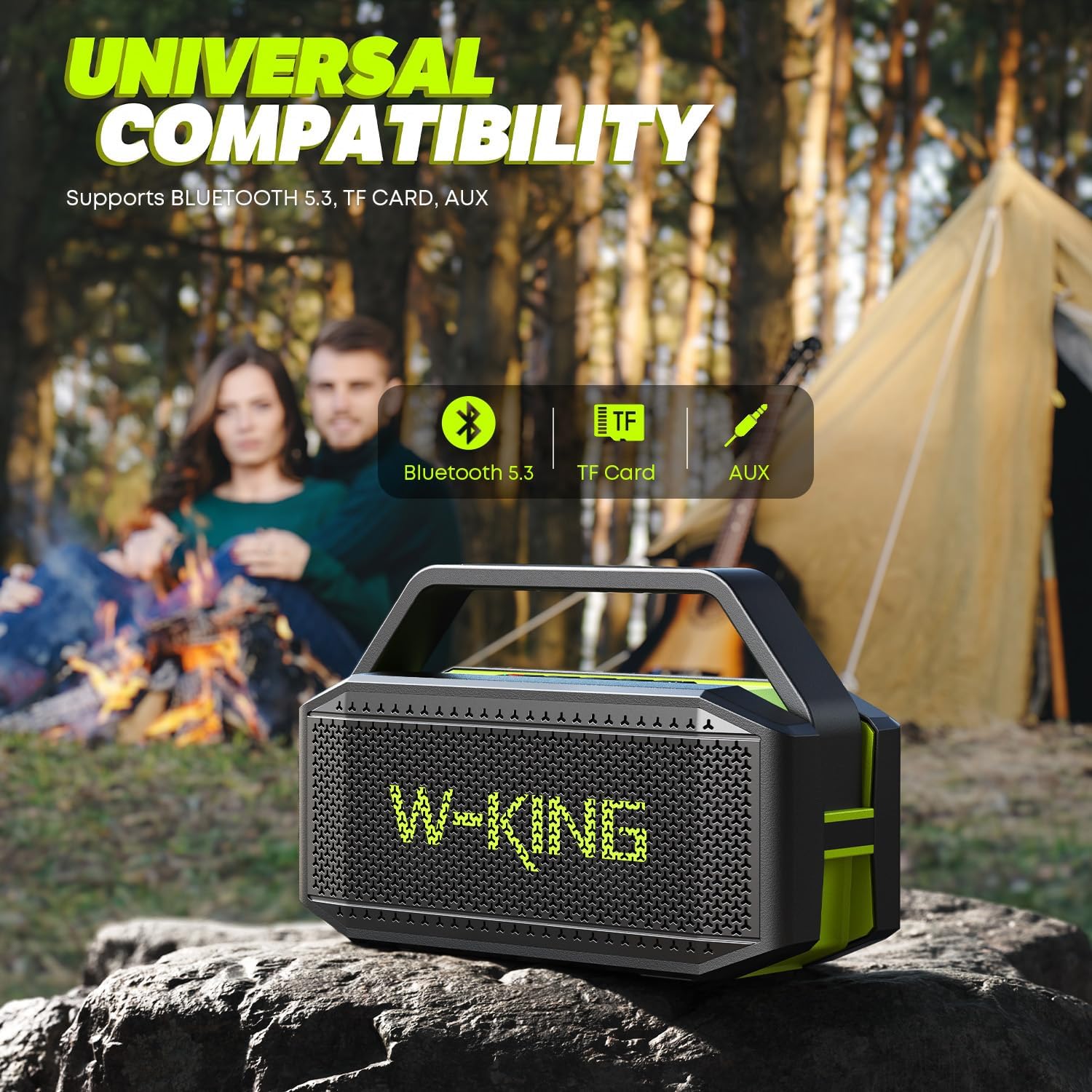 Thumbnail 6 de W-KING D9-1 Portable Bluetooth Speaker, IPX7 Waterproof, 60W RMS, Green