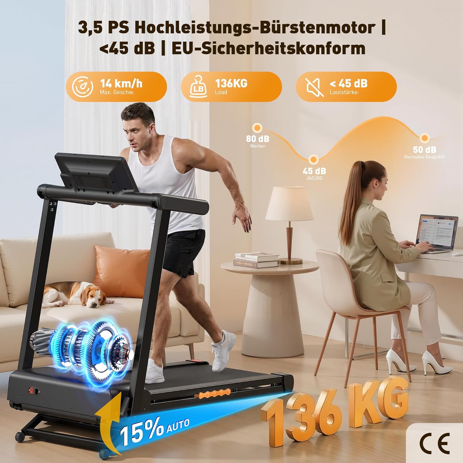 Thumbnail 4 de Laufband für Zuhause 3,5-4,5 PS klappbar