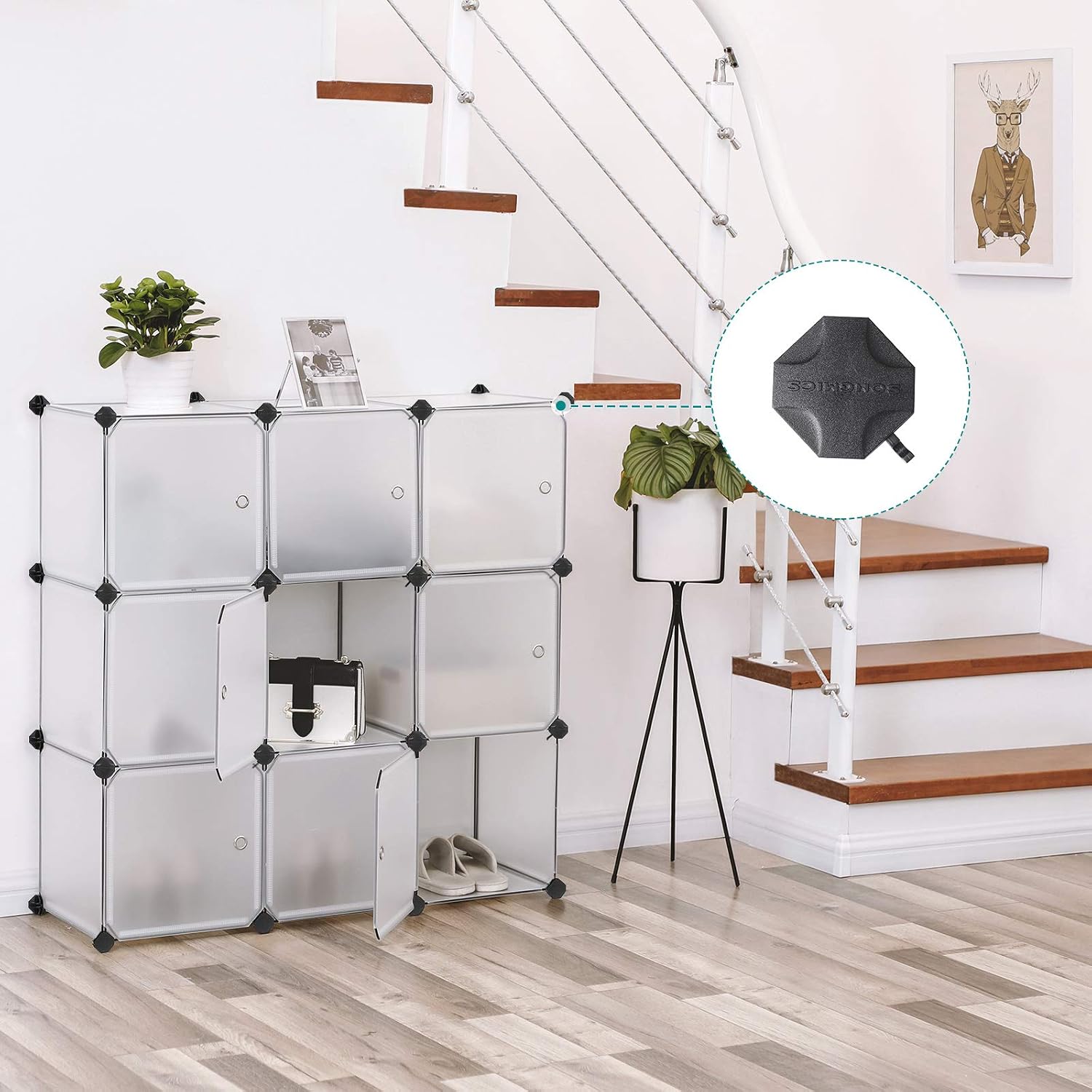 Detalle 2 de SONGMICS Armadio a 9 cubi LPC116WS con ante opache