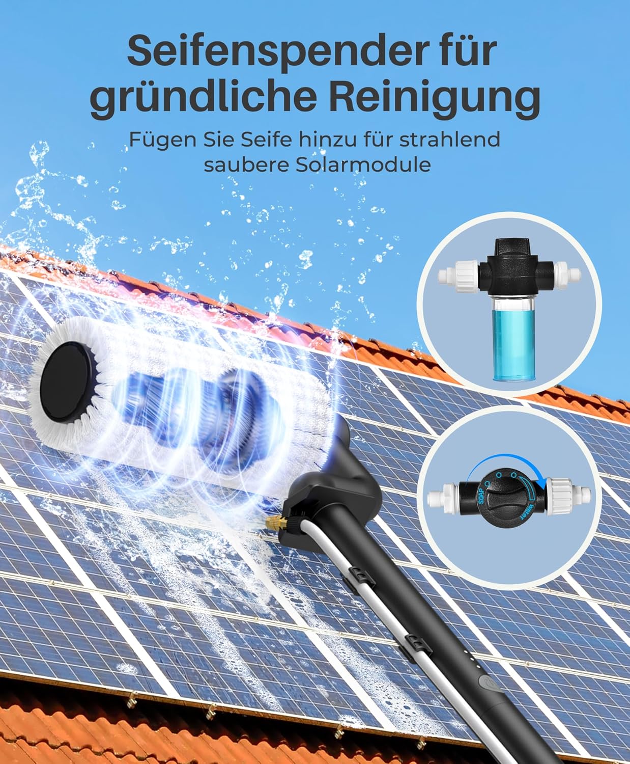 Thumbnail 1 de Lyrifine Elektrische Teleskop Waschbürste mit Wasseranschluss – 6,2 m, PV-Anlage & Fensterreinigung
