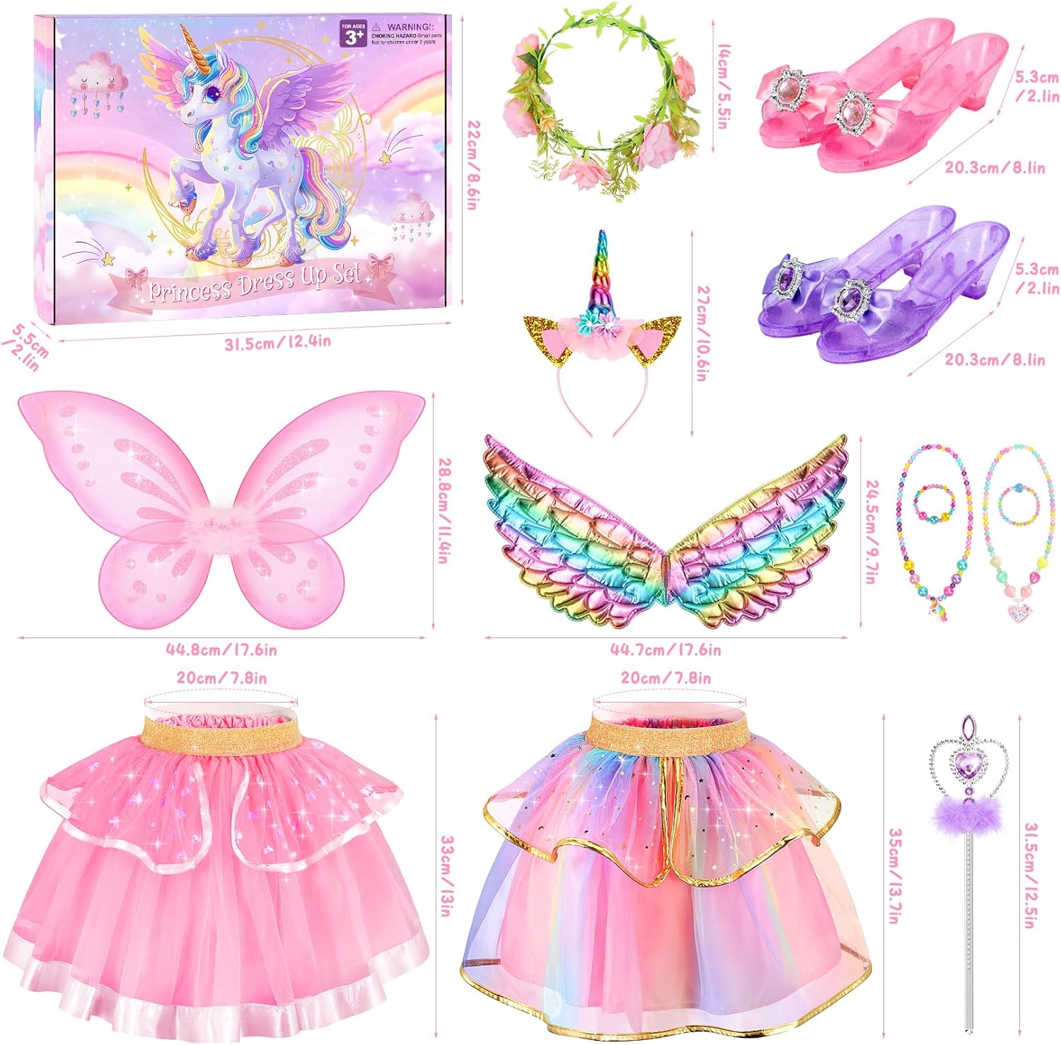 Thumbnail 6 de Chillife Princess Dress Up Fairy & Unicorn Costume for Girls (4-6): Complete Dress-Up Set
