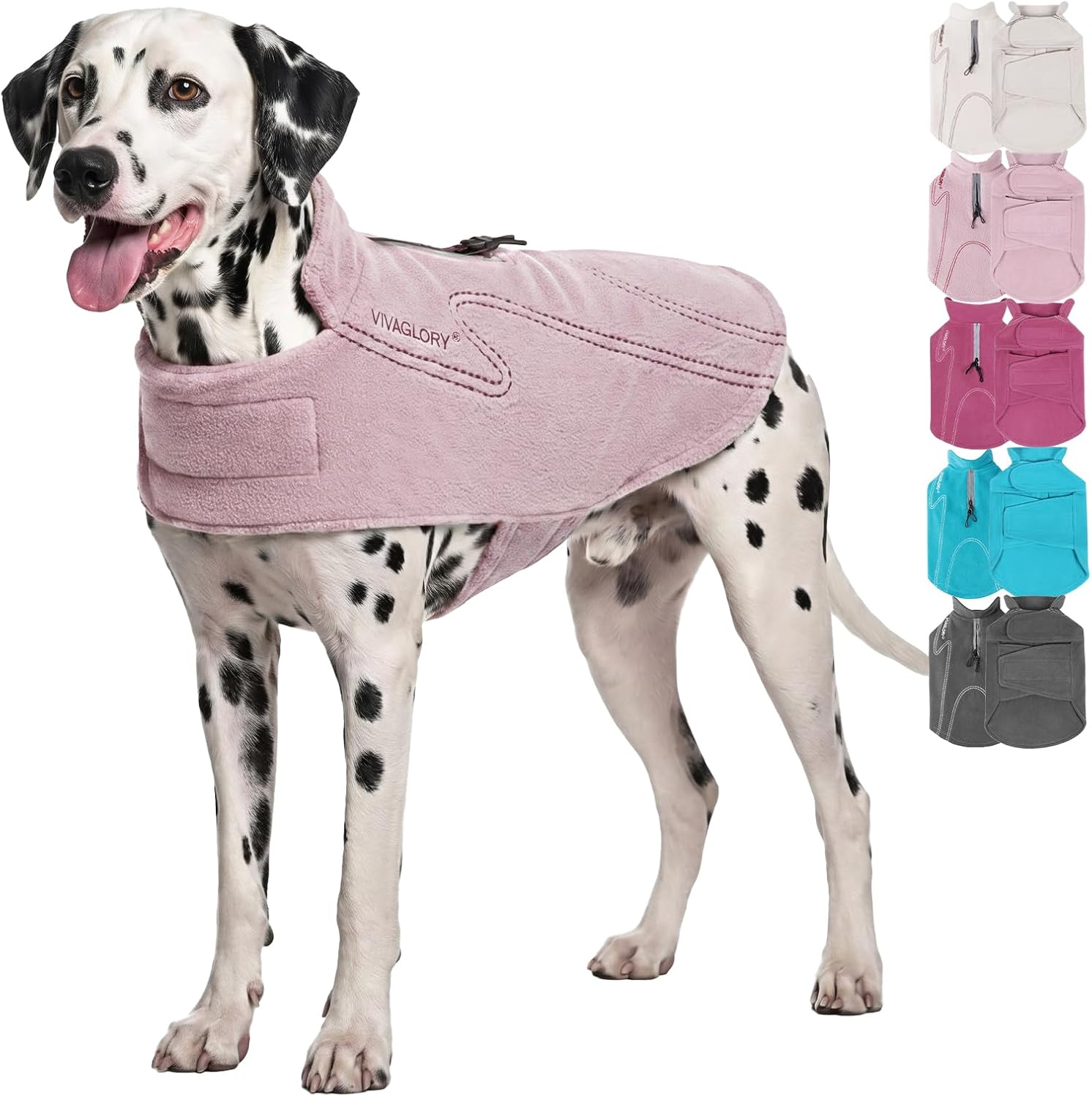 Detalle de VIVAGLORY dog fleece vest XL, Pink Dog Sweater with Leash Zipper