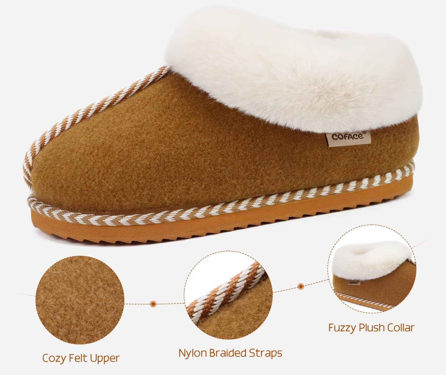 Detalle de COFACE Women Slippers: Fuzzy Cloud Memory Foam Bootie for Indoor and Outdoor Use (Size 5–9)