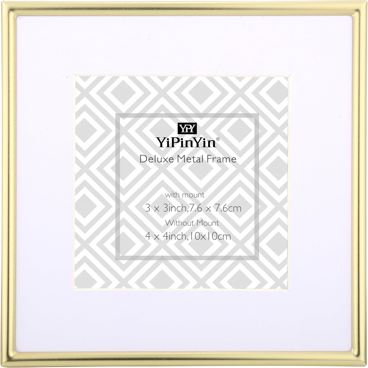 Thumbnail 2 de YiPinYin 6x6" Simply Square Gold Metal Picture Frame set of 2