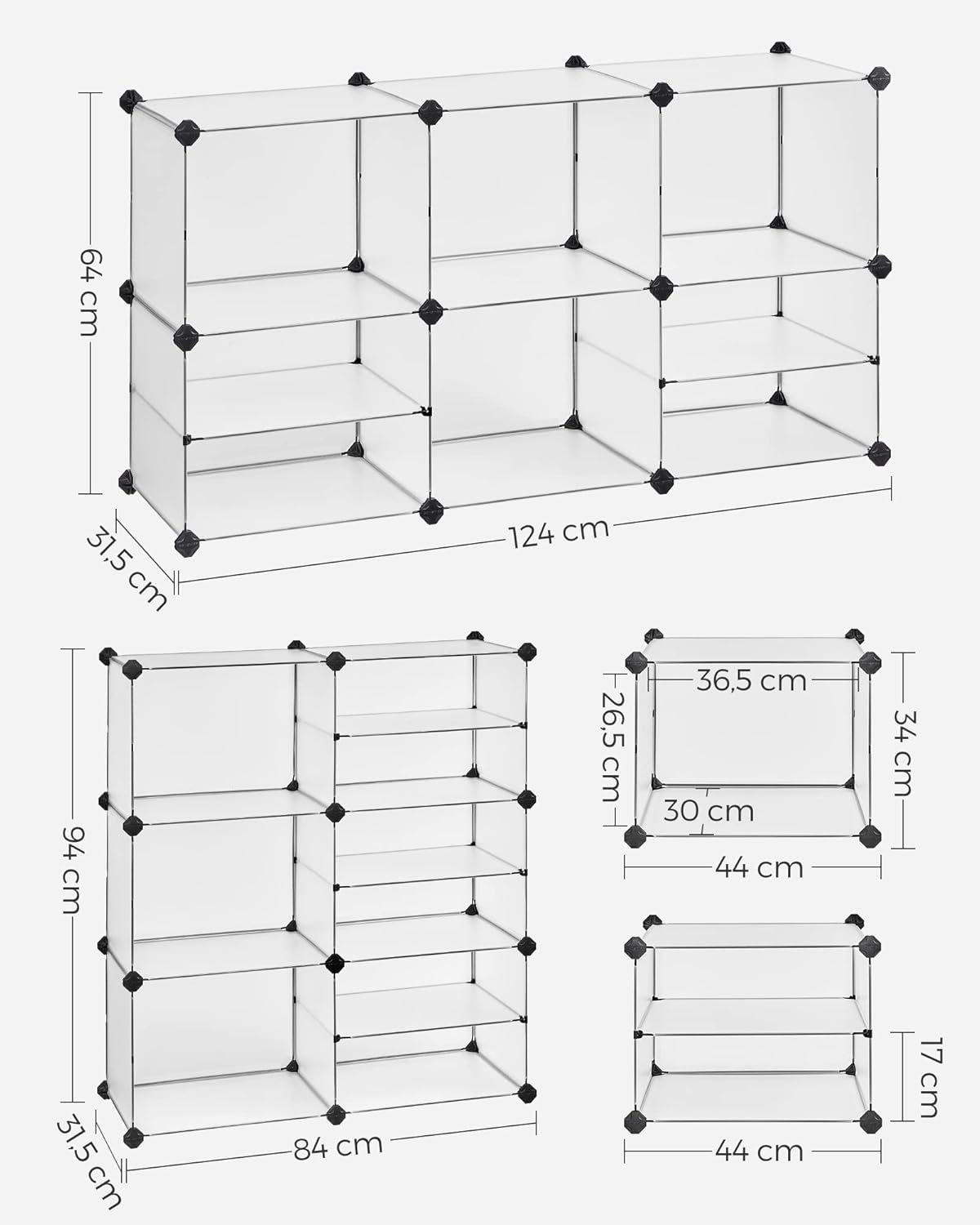 Detalle de SONGMICS LPC36W Scaffale 9 scomparti