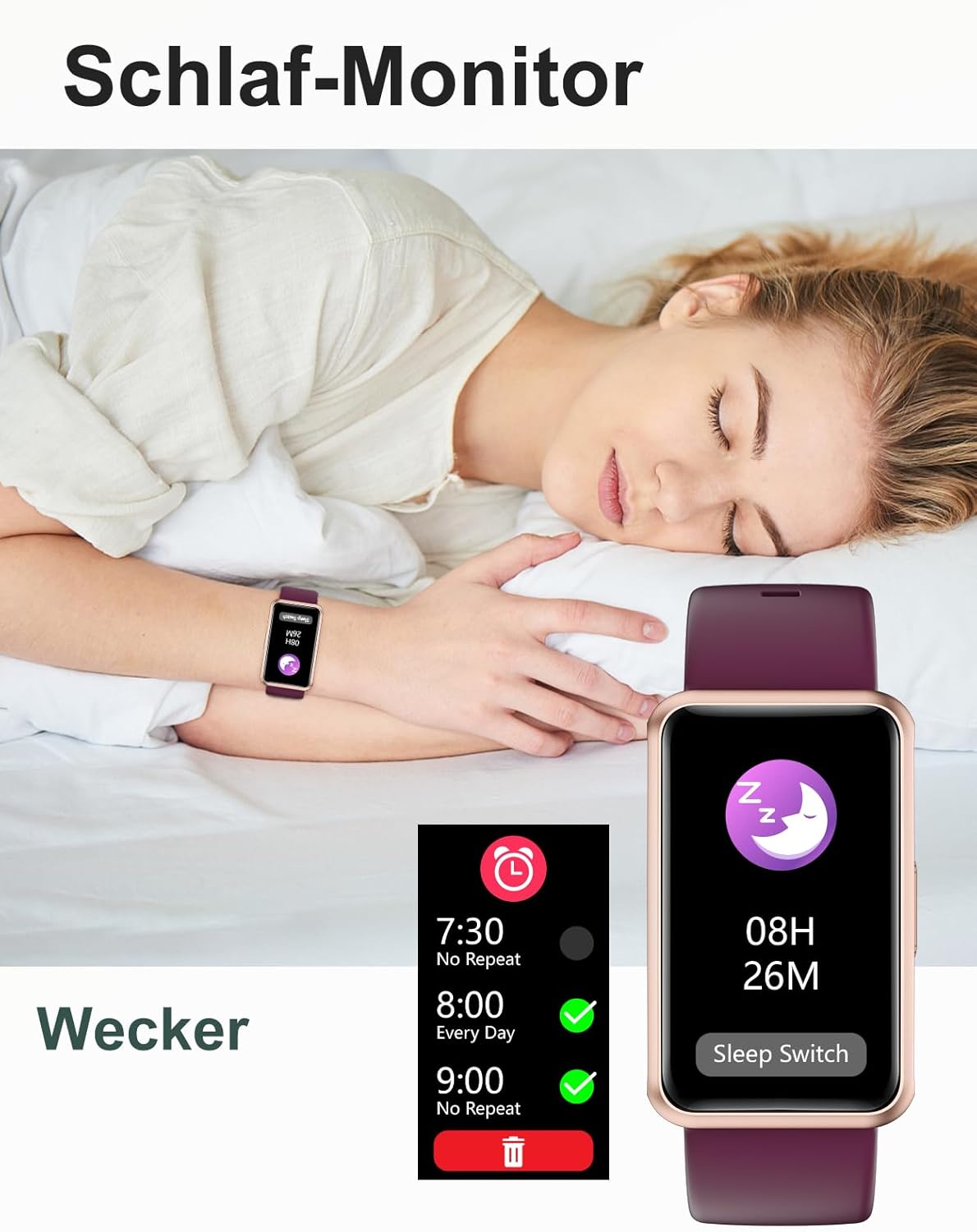 Thumbnail 4 de HUAKUA Schrittzähler Uhr – 1,47 Zoll Display, autonomer Fitness Tracker ohne Smartphone