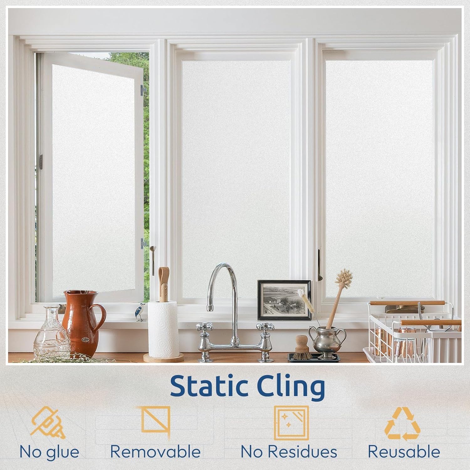 Thumbnail 5 de Rabbitgoo Window Film Privacy Film for Glass Windows (Frosted, 44.5x200 cm)
