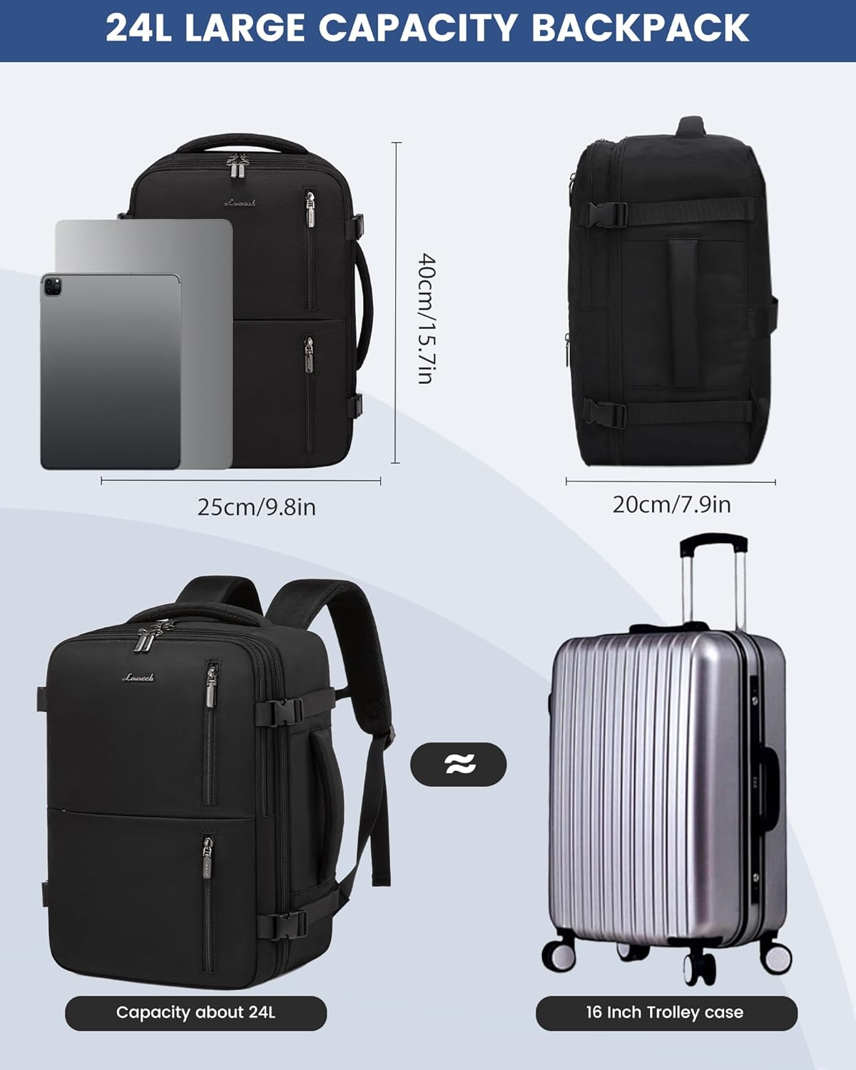 Thumbnail 2 de LOVEVOOK Ryanair Cabin Bags 40x30x20 Travel Backpack Underseat