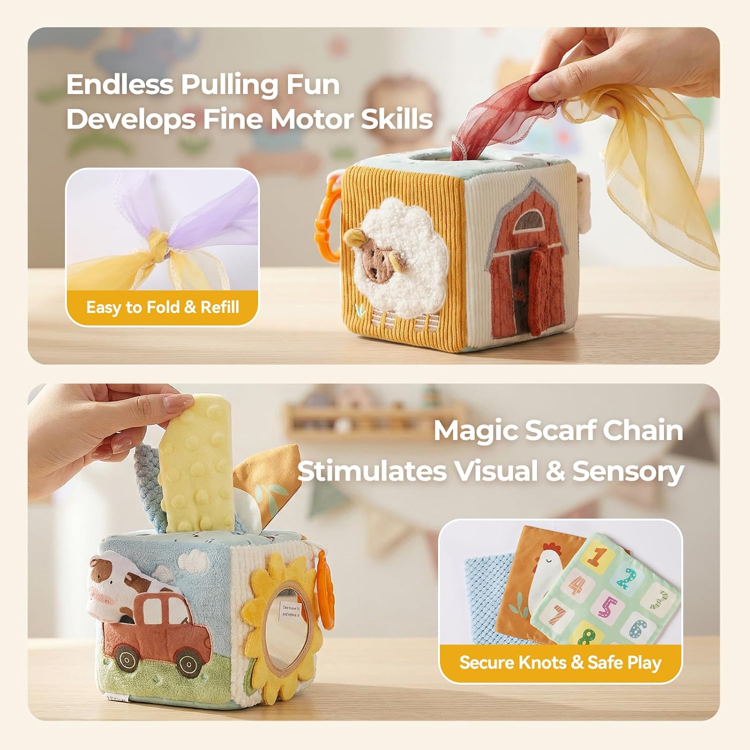 Thumbnail 2 de let's make Baby Tissue Box Toy: Farm Montessori Sensory Kit for 6–12 Months