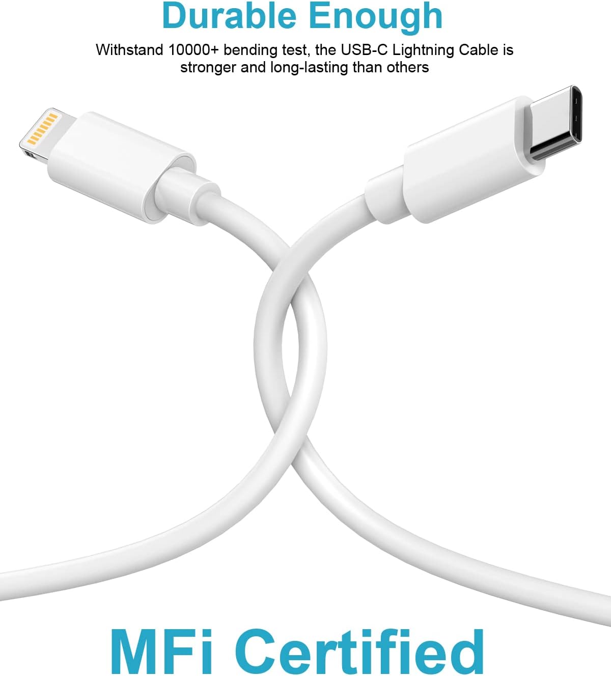 Detalle 2 de HOSOW 20W USB-C iPhone Fast Charger Cable & Plug (2M, Apple MFi Certified)