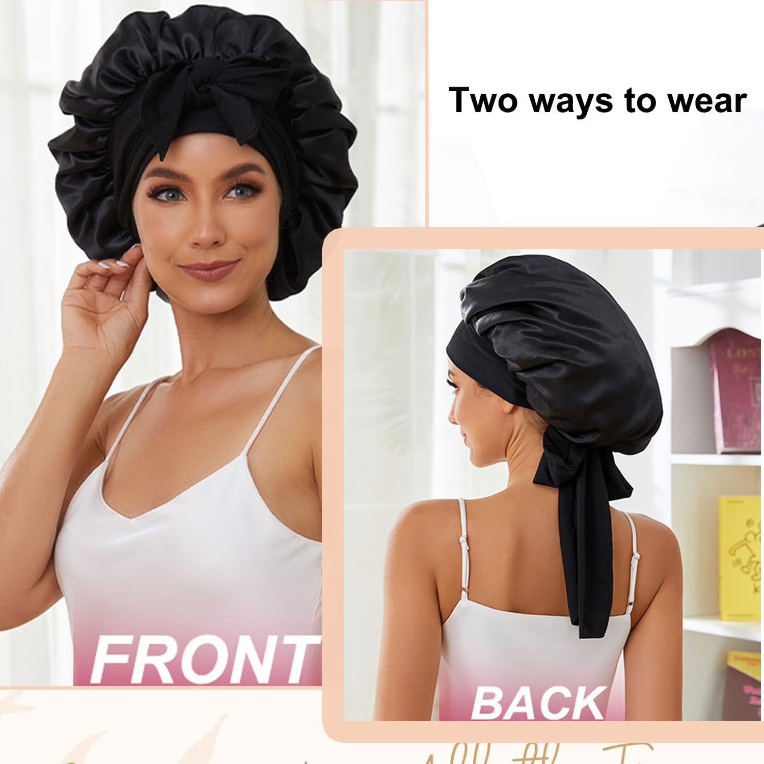 Detalle de Schlafmütze Satin Bonnet 2-teilig für Schlaf