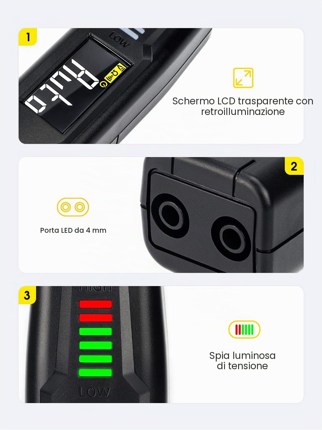 Detalle de KAIWEETS Tester multifunzione di tensione senza contatto 📟