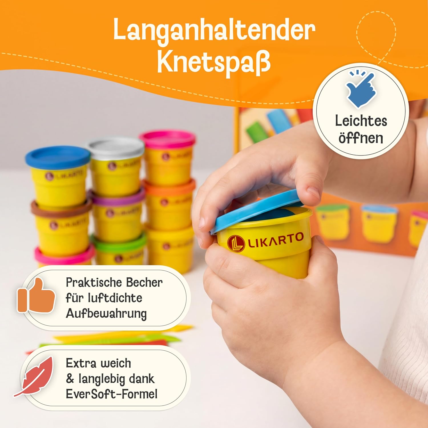 Thumbnail 6 de Veganes Knete-Set für Kinder ab 1 Jahr – 10 Farben, 5 Werkzeuge, 10 Vorlagen
