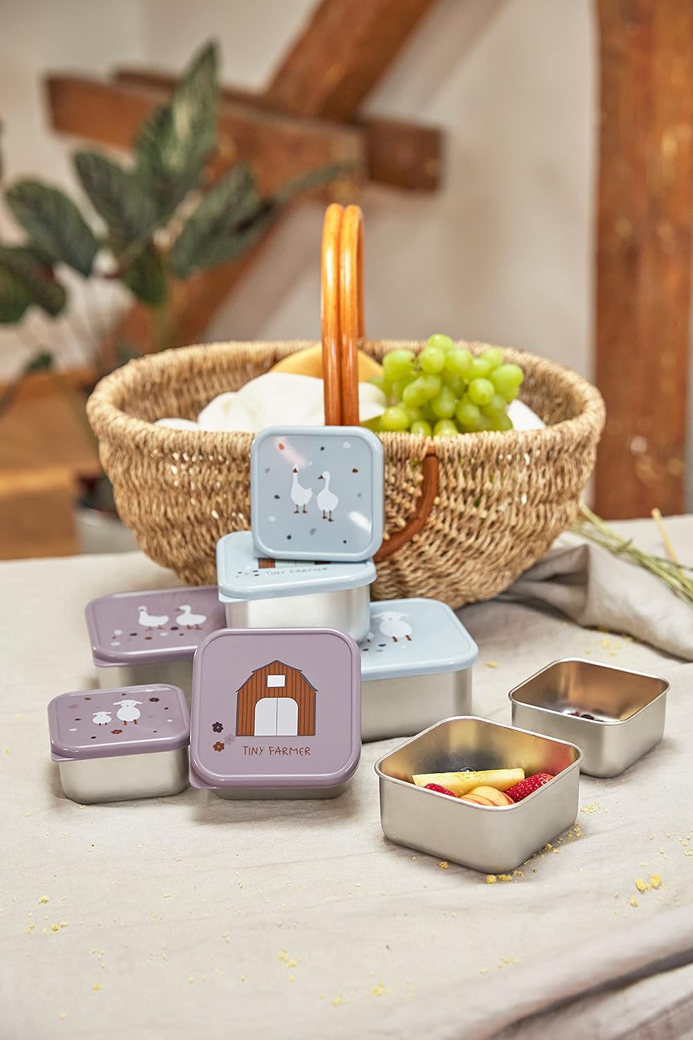 Thumbnail 6 de LÄSSIG Snackbox 3er Set Edelstahl Tiny Farmer blue – 3 Größen, spülmaschinenfest
