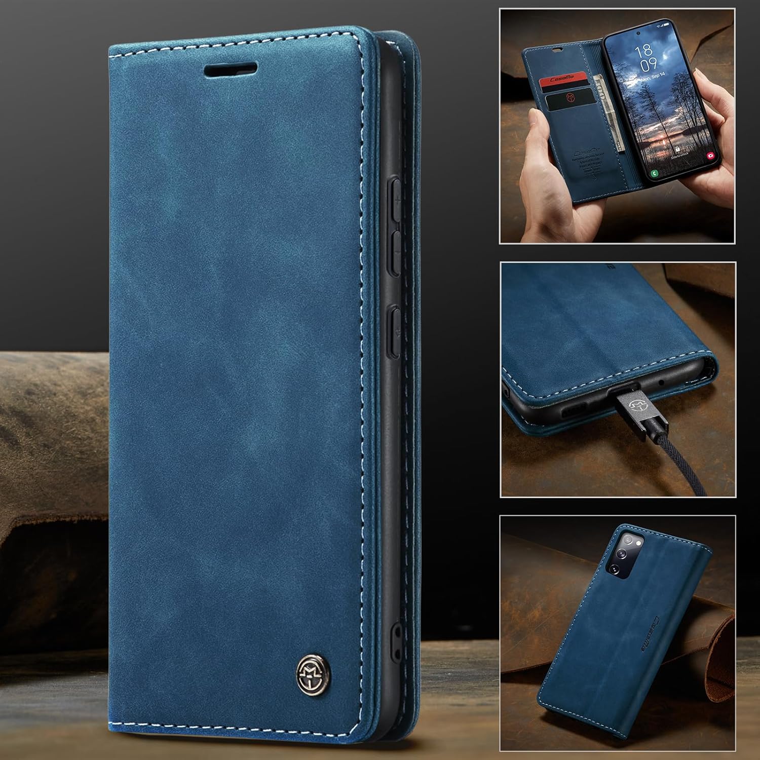 Thumbnail 4 de Lanranwa Flip Case Blau für Samsung Galaxy S20 FE 5G –Premium Lederhülle mit Kartenfach & Standfunktion