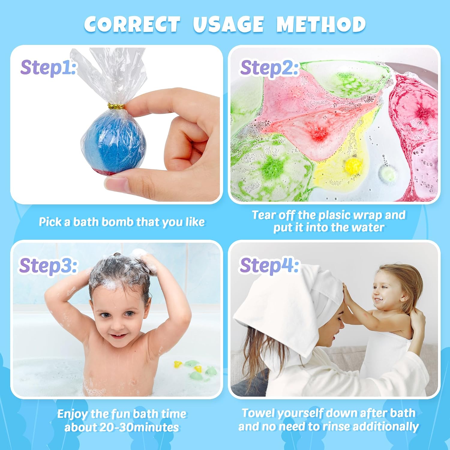 Thumbnail 6 de 48pcs Kids Bath Bomb Gift Set with Toy Inside – Safe Organic Colorful Bubble Bath