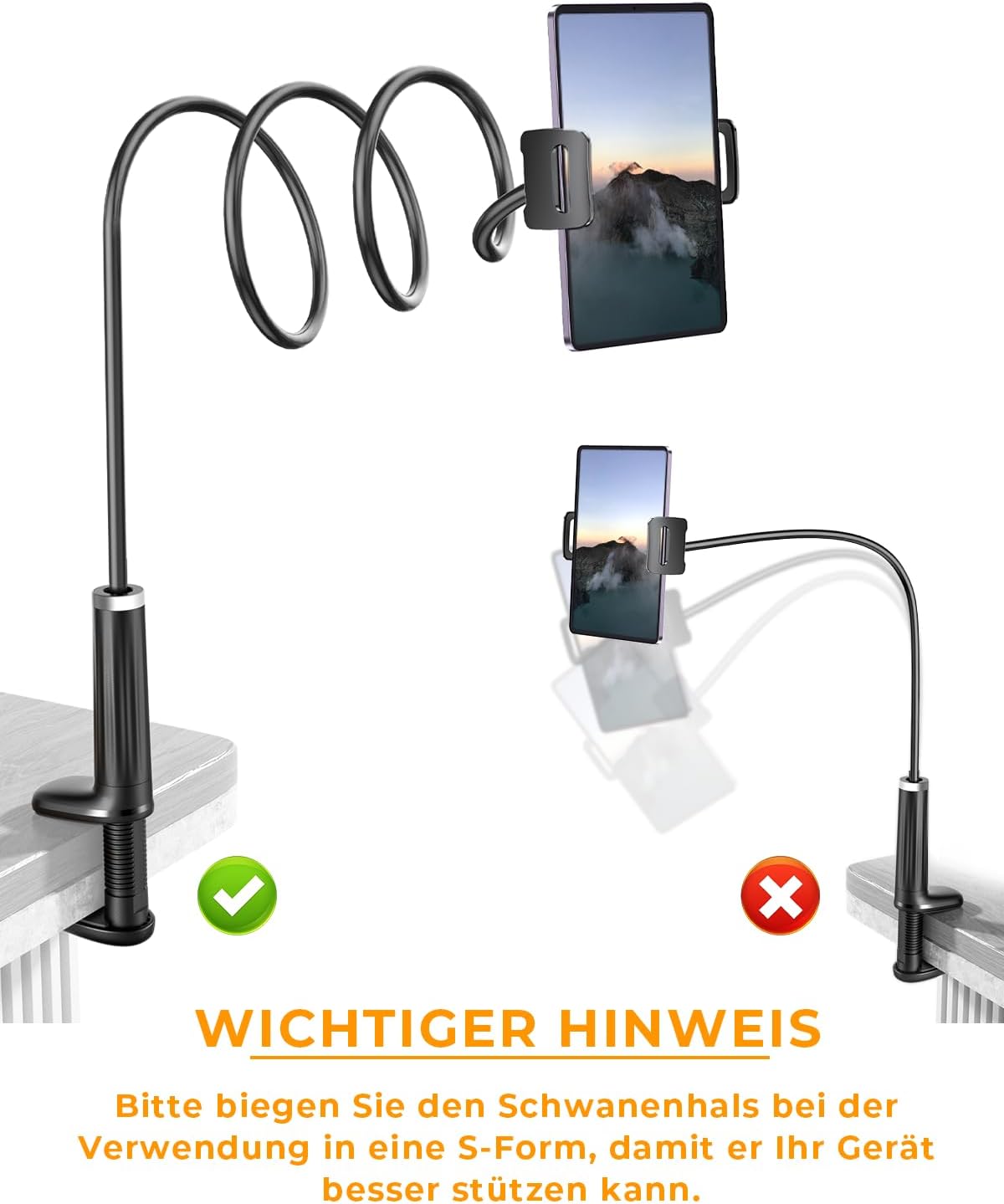 Thumbnail 6 de Schwanenhals Tablet Bett Halterung 360°