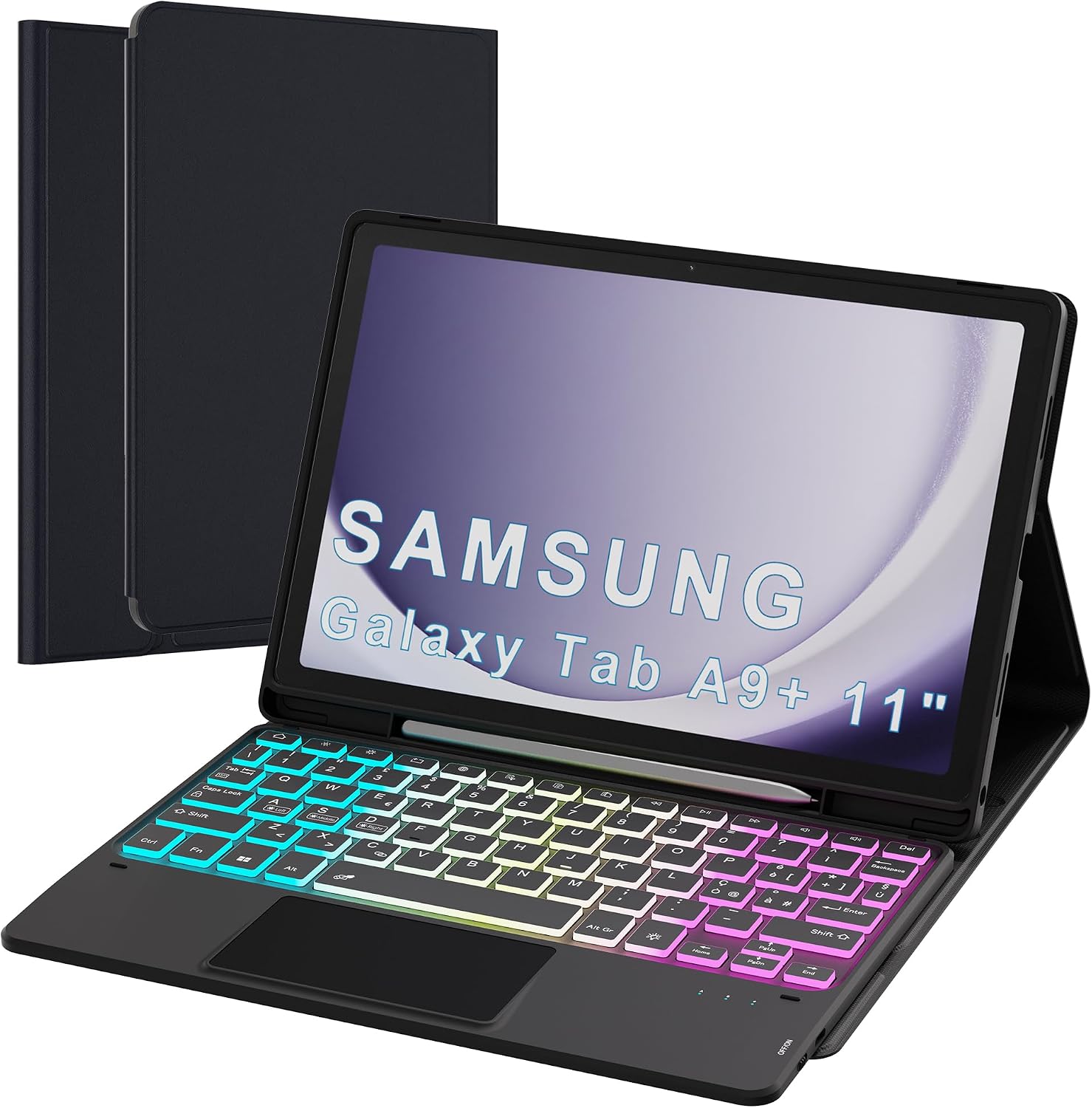 Detalle de VANKEYPAD Custodia con tastiera per Samsung Galaxy Tab A9+ Plus 11” 2023 (retroilluminata 3 zone, trackpad, rimovibile) QWERTY italiano