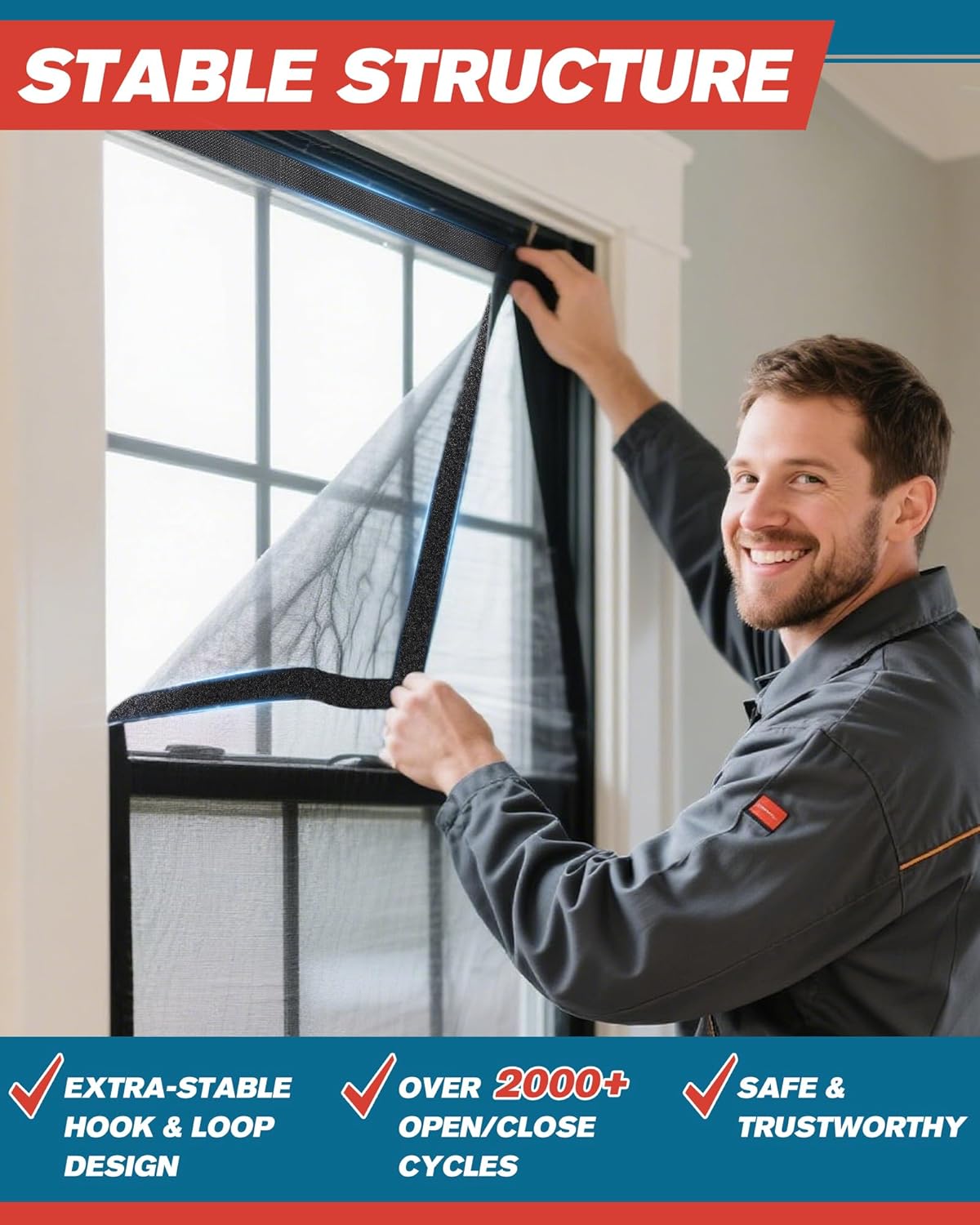 Thumbnail 5 de Emitever Picture Hanging Strips (20 pairs) 50mm x 100mm heavy duty hook and loop double-sided tape, black