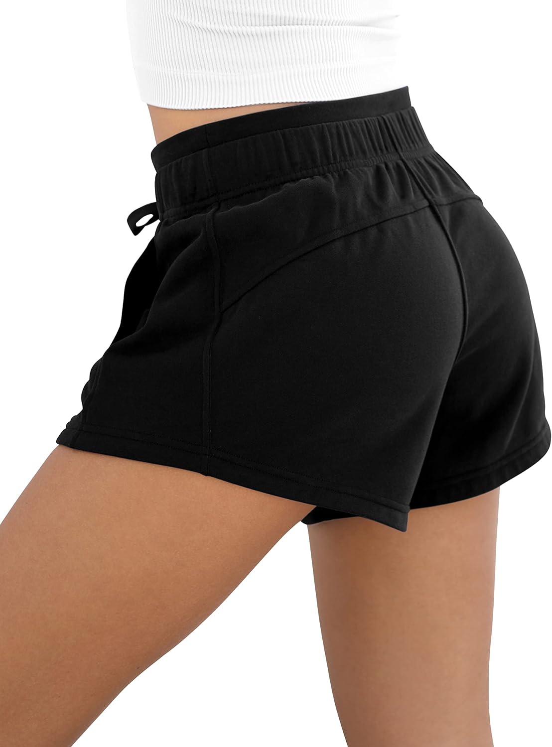 Detalle 2 de ODODOS Women’s Sweat Shorts with Pockets (Cotton French Terry Drawstring)