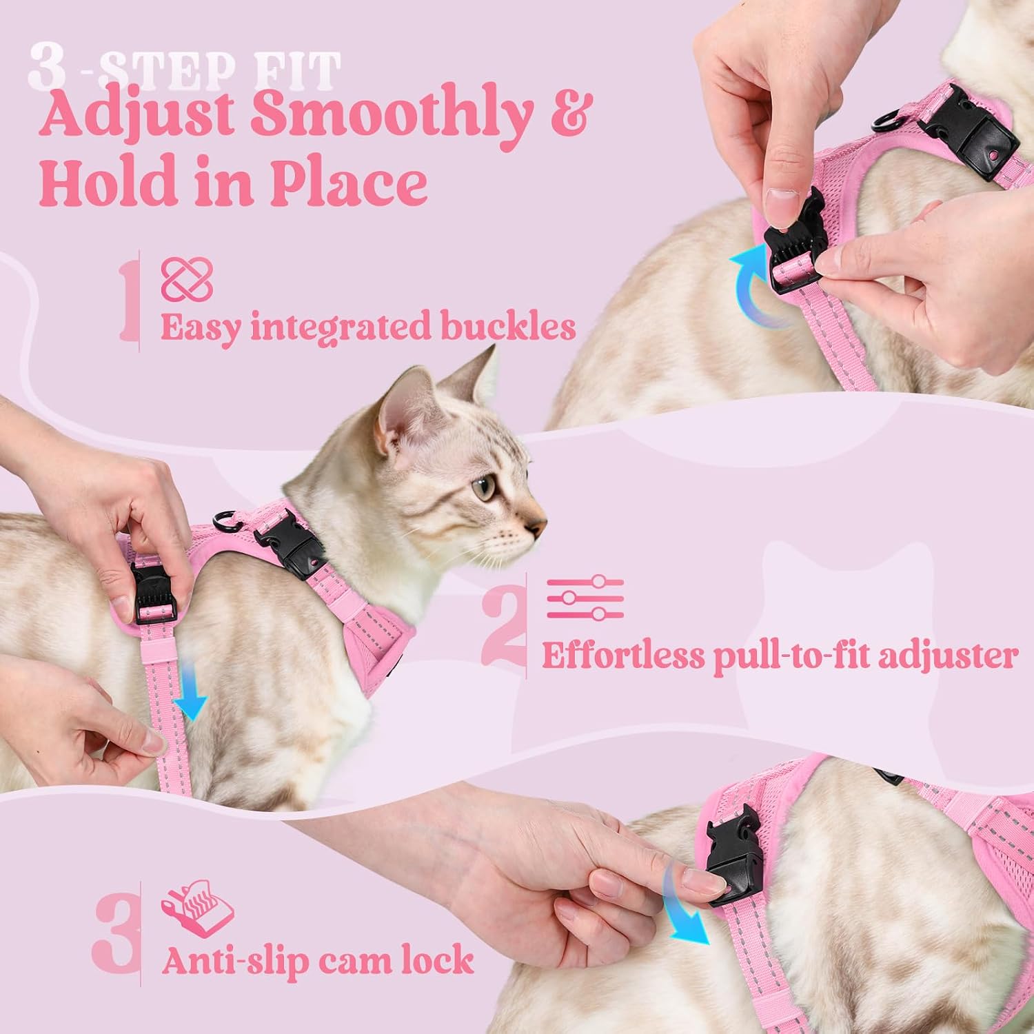 Thumbnail 4 de Rabbitgoo Cat Harness and Lead Set (Small, Pink) — Escape-Proof Comfort for Safe Outdoor Walks