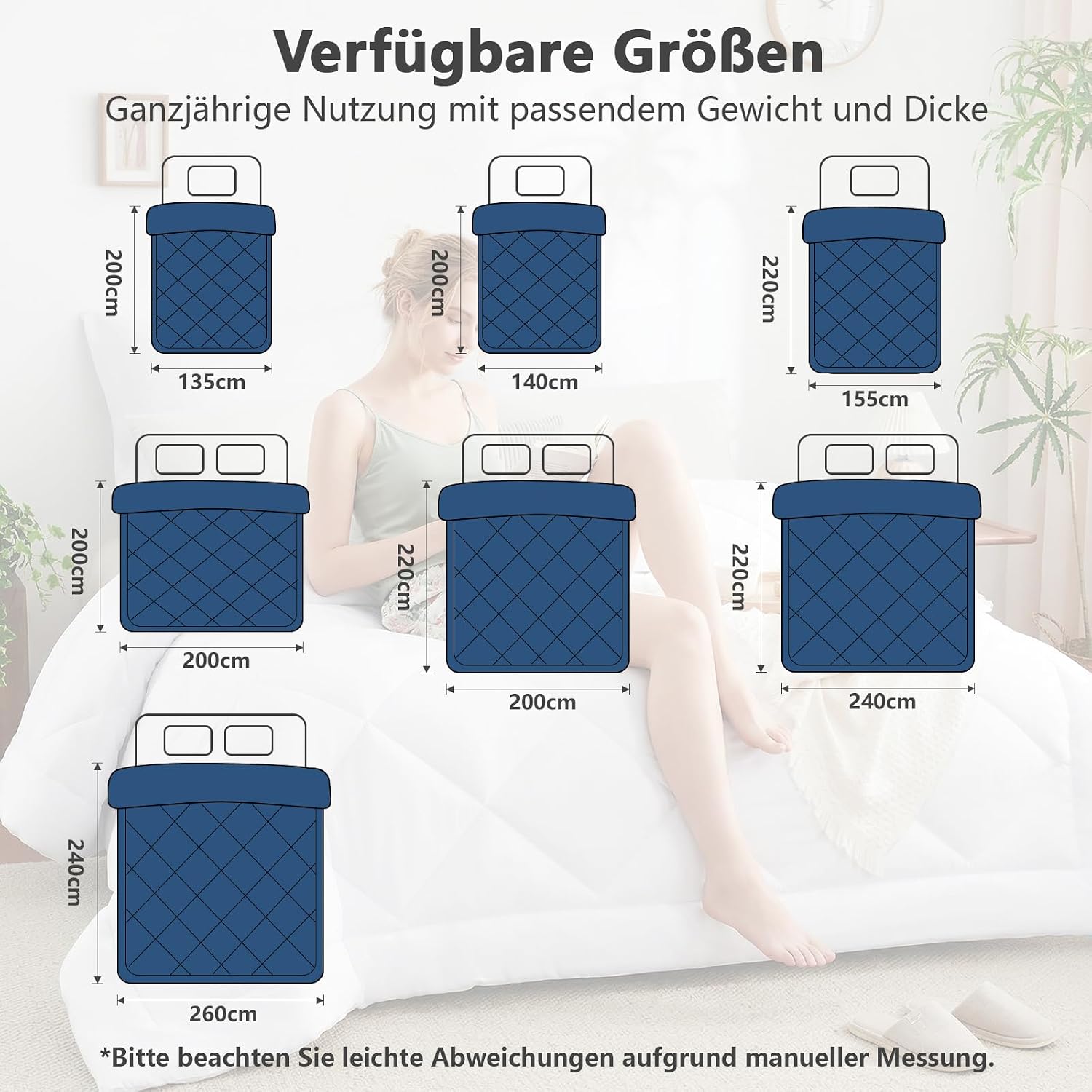 Detalle de CozyLux Bettdecke 135x200 cm – Vier Jahreszeiten, 300 g/m², Mikrofaserfüllung