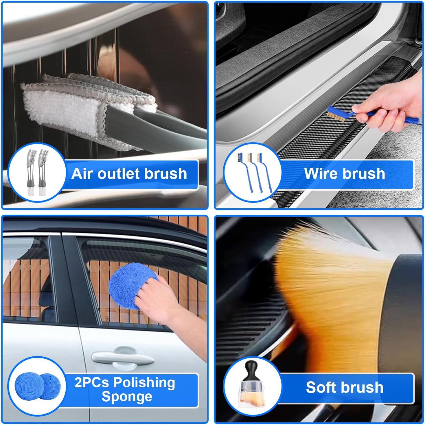 Thumbnail 6 de BUCOMTU 36 Pezzi Kit Pulizia Auto: set completo per interni ed esterni, detailing e lavaggio