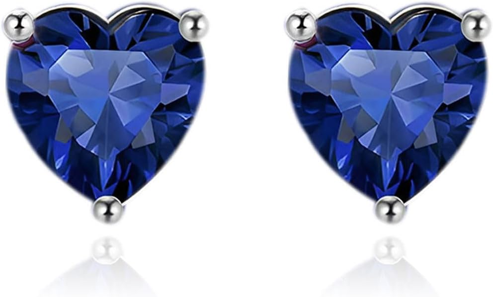 Thumbnail 6 de Zolkamery 925 Sterling Silver Heart Birthstone Stud Earrings (6mm) with Cubic Zirconia