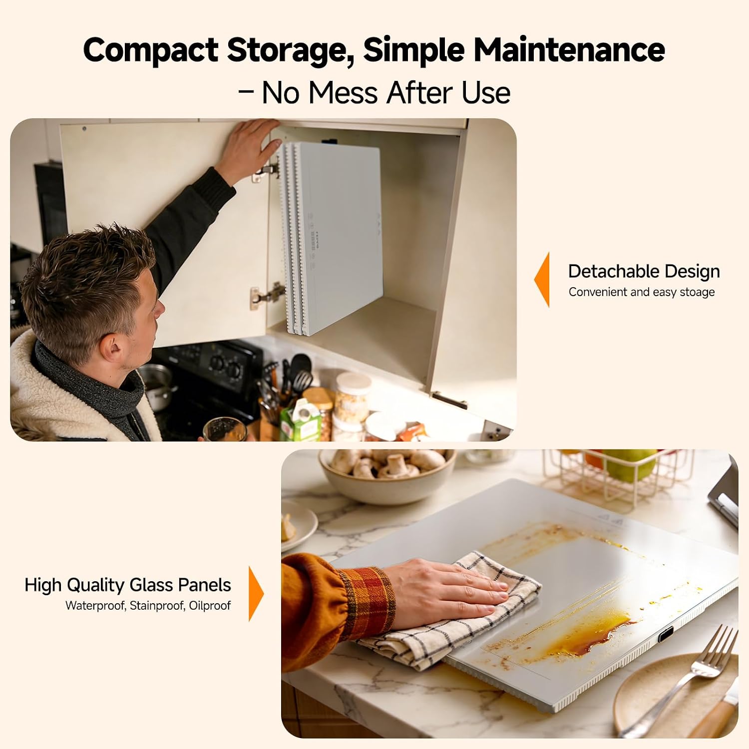 Detalle de FEPPO HF-PJ03 Modular Food Warmer, 47" x 15" Tempered Glass Tray