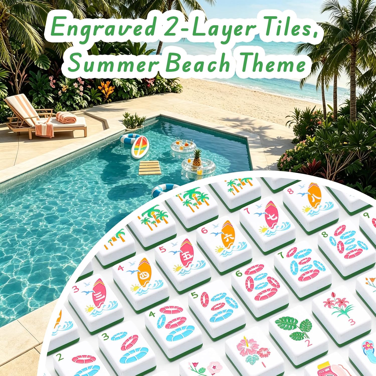Detalle de Majolicia American Mahjong Tile Set, 160 Tiles