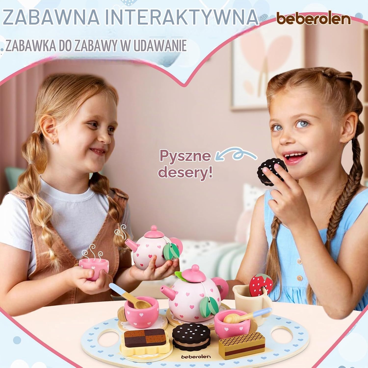 Thumbnail 4 de Beberolen JY-AXT – drewniany zestaw do herbaty dla dzieci, różowy