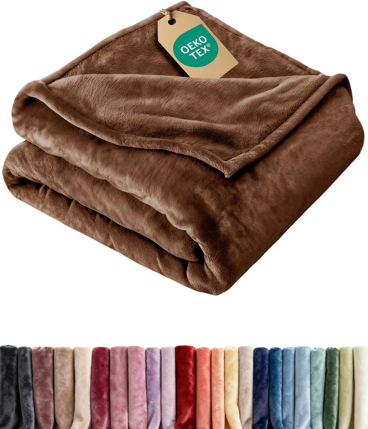 Detalle de Ultra Soft Fleece Blanket Twin Size (Flannel Fleece Luxury) in Brown — Lightweight, Thick & Breathable Throw