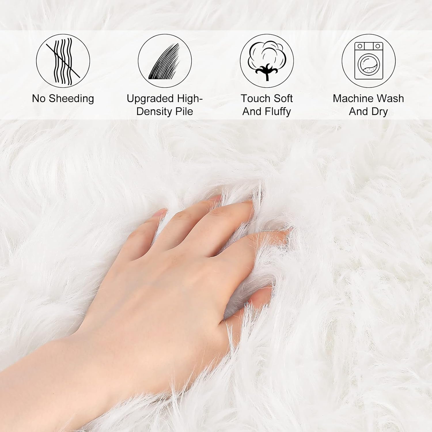 Thumbnail 6 de YIHAIC Faux Sheepskin Rug (White) – Fluffy faux fur area rug, 80 x 180cm