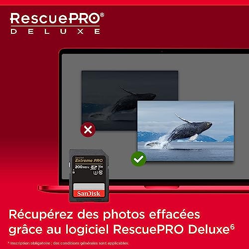 Detalle de SanDisk Extreme PRO Carte SDXC 256 Go – Vitesse jusqu'à 200 Mo/s, UHS-I, V30, 4K UHD