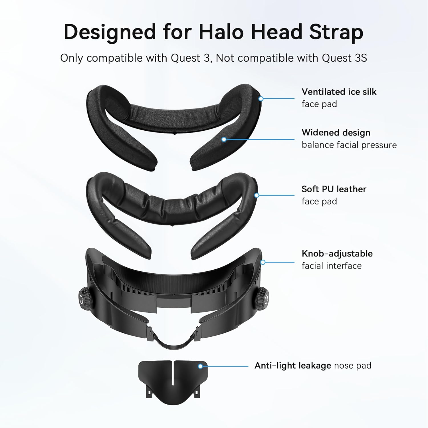 Thumbnail 1 de AMVR FC4A Facial Interface for Quest 3 Halo Head Strap