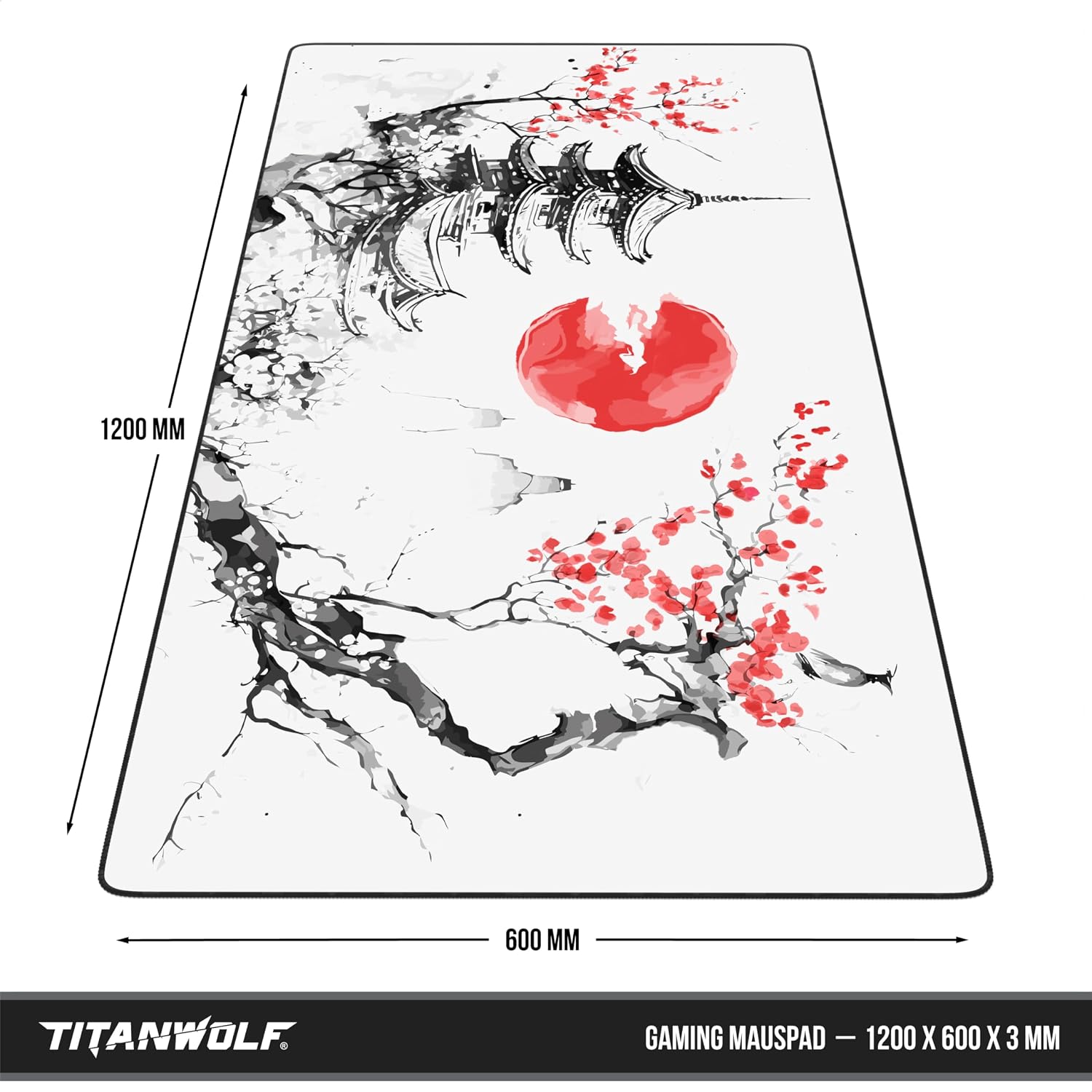 Detalle 2 de Titanwolf XXXL Übergröße Mauspad 1200x600 mm