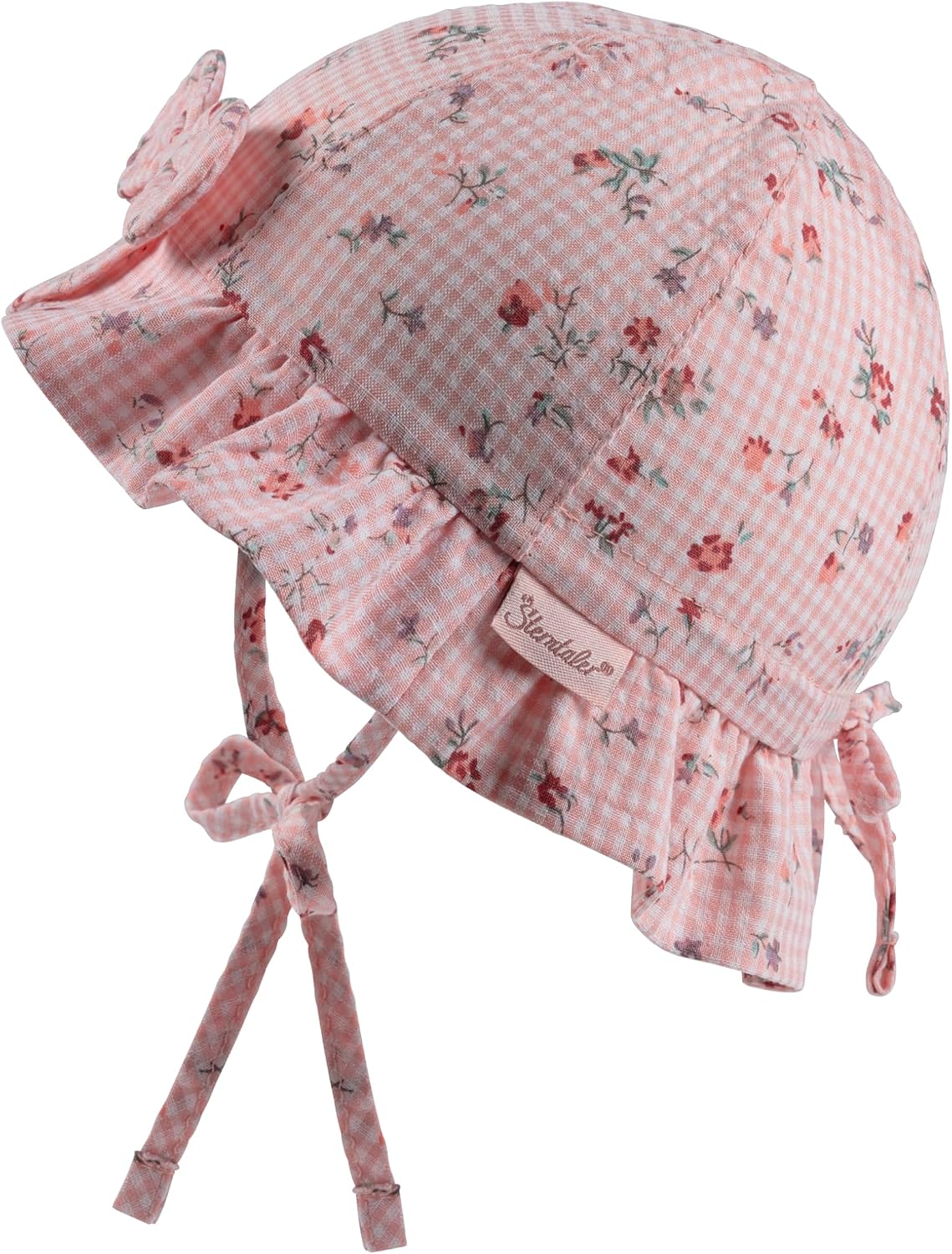 Detalle de Sterntaler Babyhut Vichy Karo Bindeband – UV-Schutz 50, Baumwoll-Mischgewebe, Schirmmütze für Babys