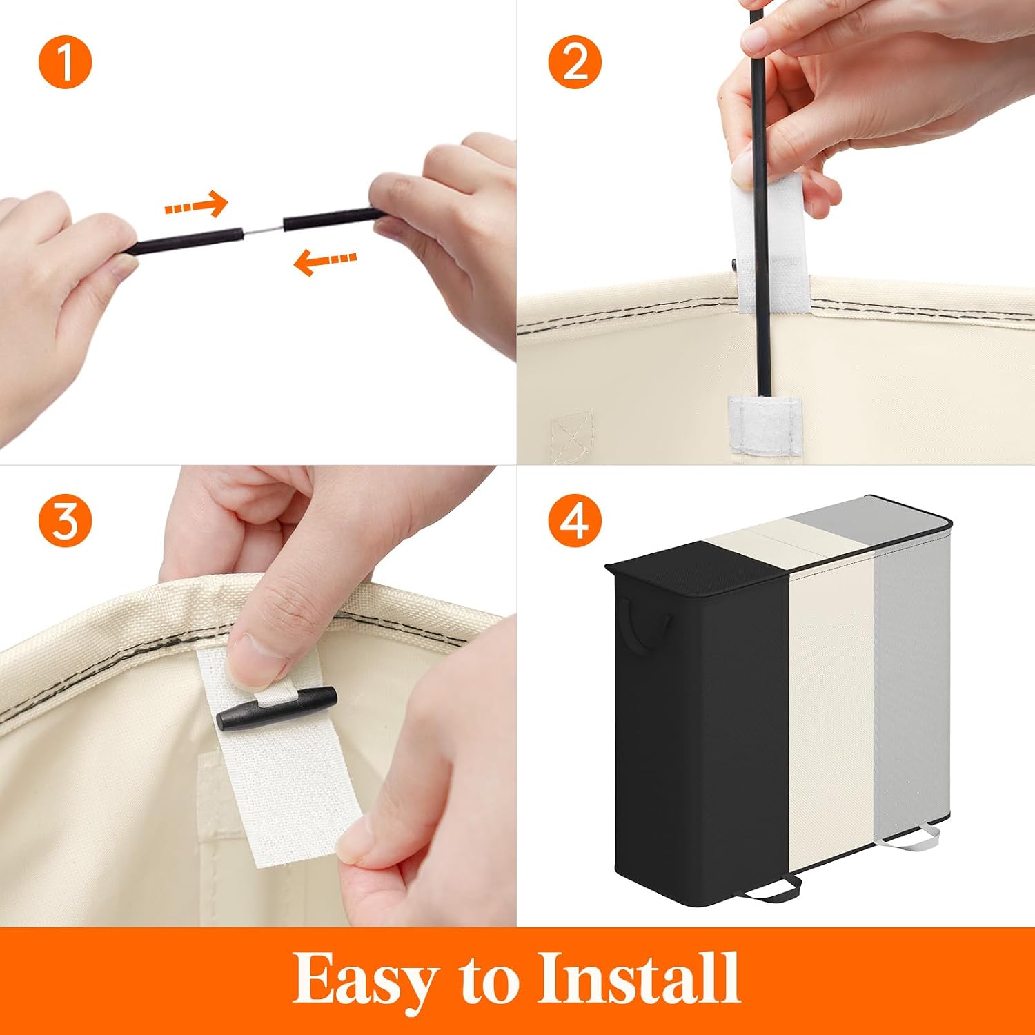 Thumbnail 3 de Lifewit 185L Laundry Hamper with Lid, Three Sections and Removable Bags