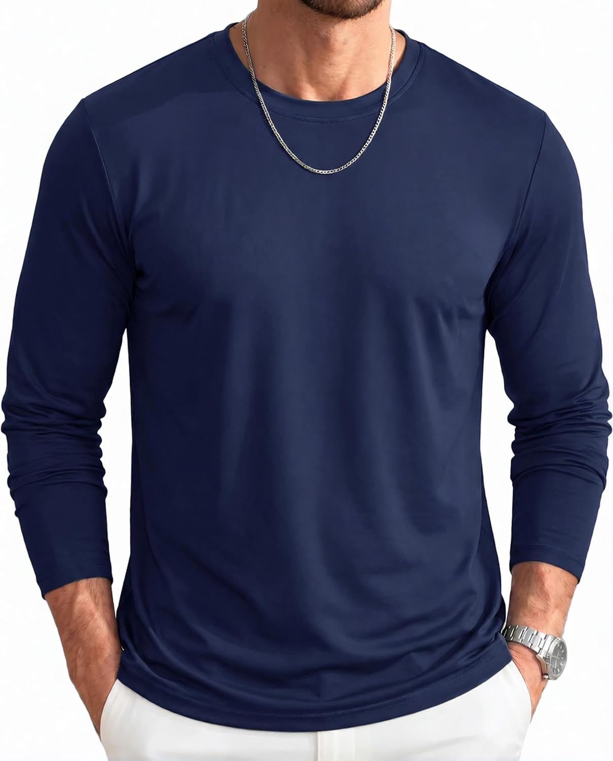Thumbnail 6 de MAGNIVIT Mt-521-l23m949d Men's Long-Sleeve Cotton T-Shirt, Crew Neck